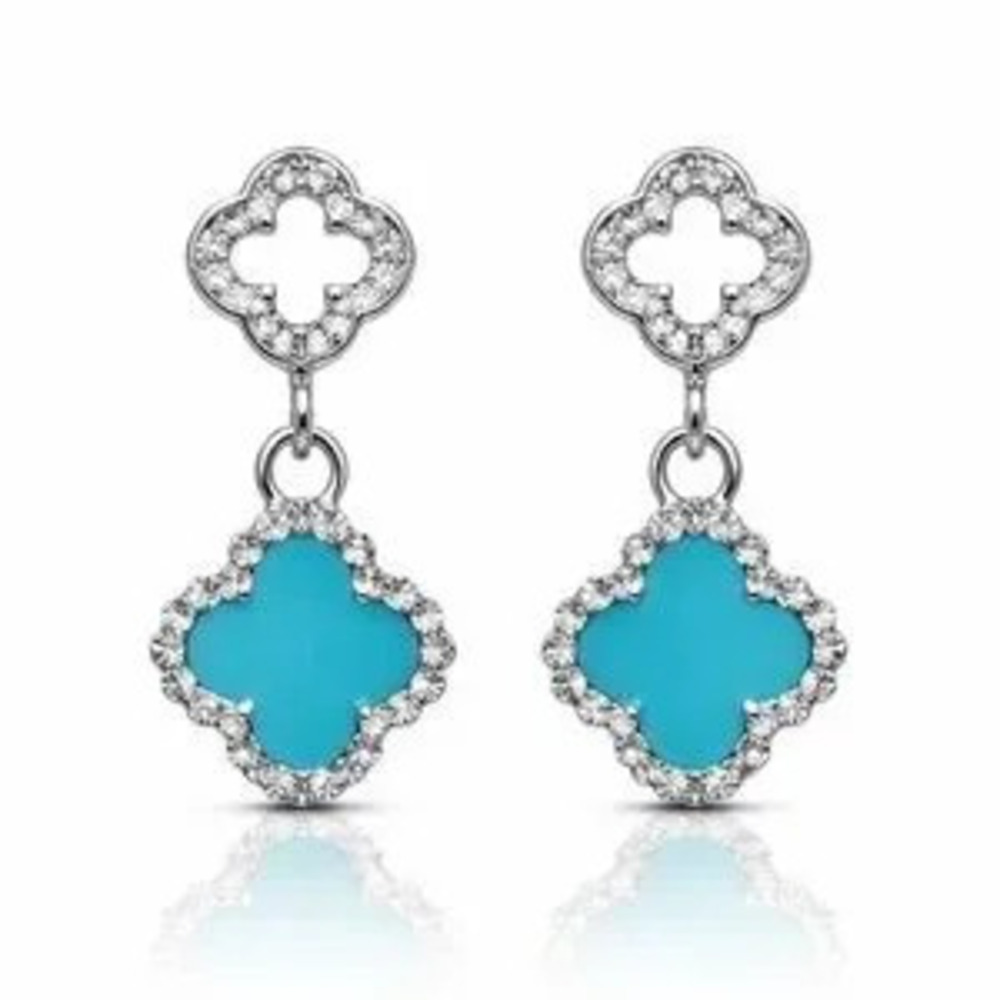 Elegant Alhambra Style Earrings with Zirconia